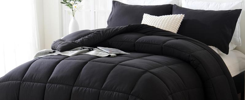 DOWNCOOL 3 PCS Comforter Set(only 2pcs for Twin size) -All Season Soft Bed Set-Down Alternative Comforter with pillowcase, Summer Turn Up,  High Quality Quilting Design Box Stitching Technology