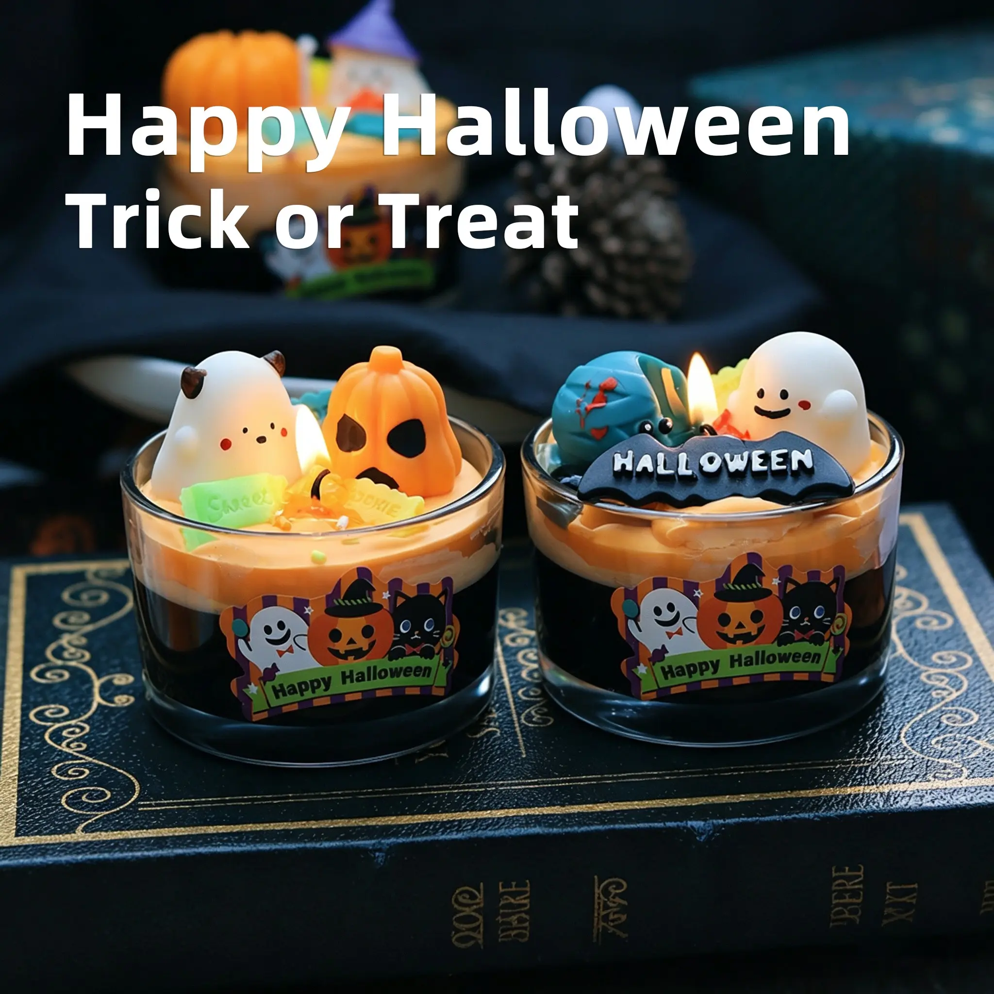 Halloween Scented Candles, Little Goblin Rules Halloween Gifts Candle with Essential Oils, Stress Relief Home Fragrance Candles for Bath, Yoga, Christmas Thanksgiving Gift, Gift for Home Fall Decorations Indoor, Smoke-Free Soy Wax