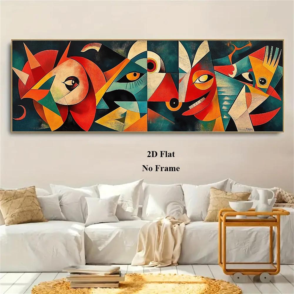 Pablo Picasso Style 2D Flat Abstract Figures Poster Canvas Art, Vintage ...