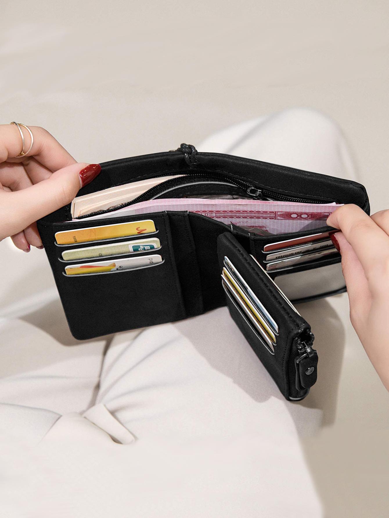 Women's Elegant Minimalist Short Wallet with Wristlet, Casual Versatile Zipper Card Slots Wallet, Trendy Wallet for Daily Use