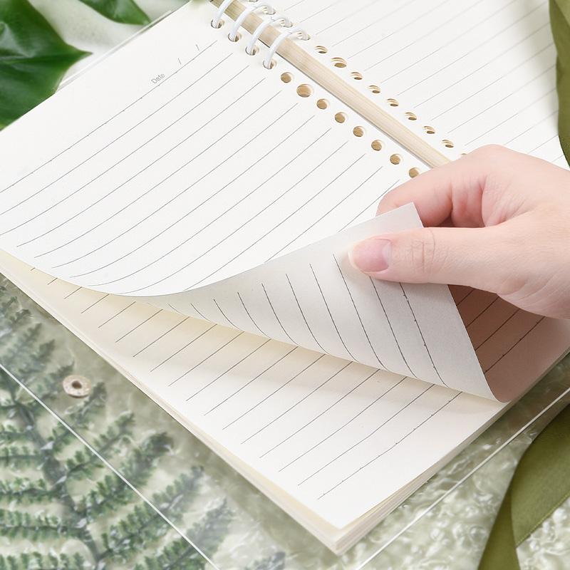 60 Sheets Transparent Loose Leaf Notebook Refillable Binder A5 B5 Clear Cover Large Capacity Smooth Writing Pages Easy Organize Study Notes Planner Journal School Office Back to School Supplies Minimalist Design Portable Durable Spiral Notebook