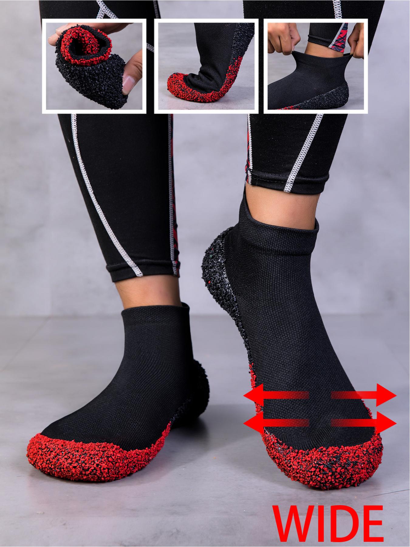 Ladies' widened elastic knitted foot socks with a granular sole for strong grip, soft and skin friendly fabric for comfortable wrapping, and a heel loop design for easy on and off. Essential for gym yoga and daily casual indoor exercise wear