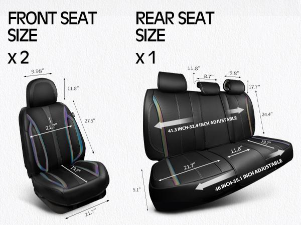 CAR PASS 2/5 seats Fluorescent Green & Nappa Leather Car Seats Cover Front Seats only Cushioned, Waterproof Fit for SUV Sedan Truck Pickup Vehicle