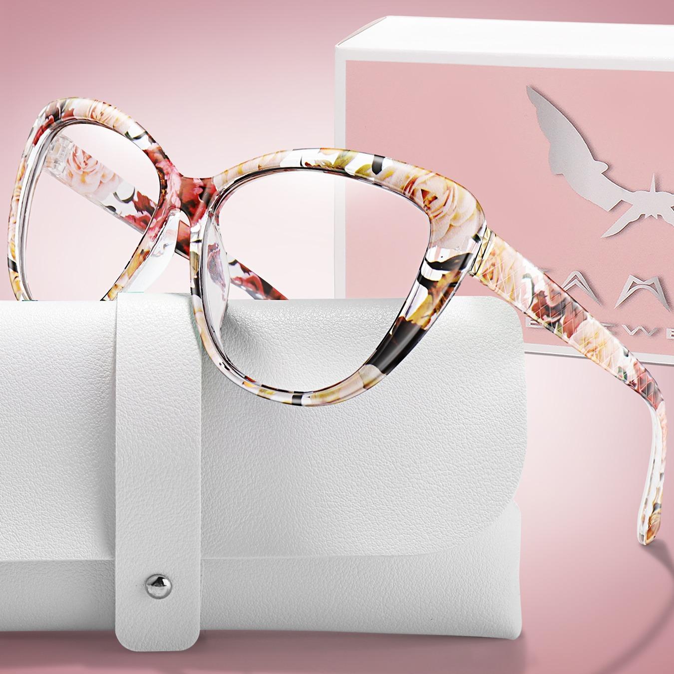 Fashion Cat Eye Reading Glasses with Case and Gift Packaging, Unisex PC Frame, Fda Registered, Single Pack, Reading Eyeglasses, Stylish Old Age Eyewear