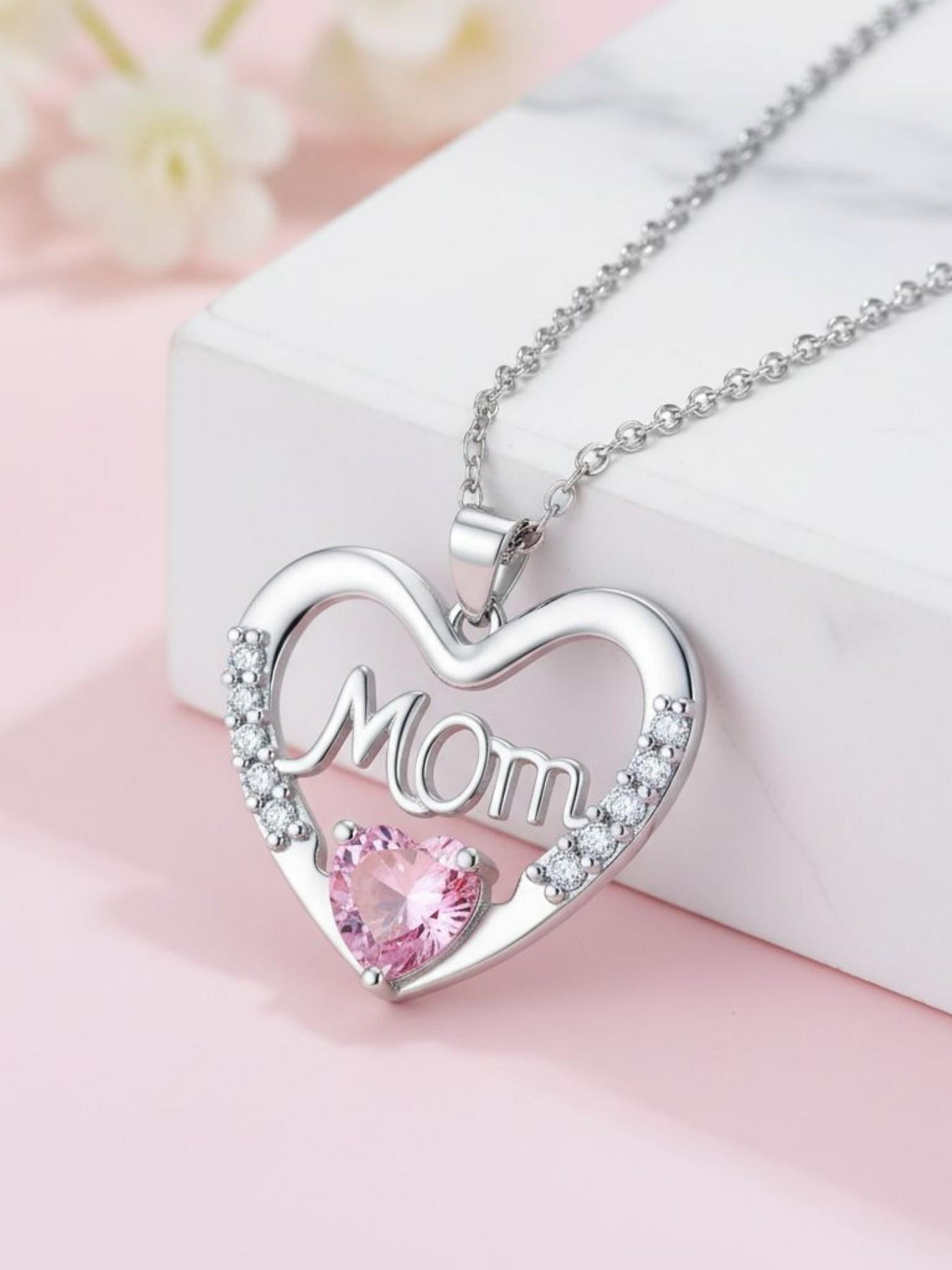 Heartprint Motherly Love Original MOM luxury premium heart-shaped gem necklace.Paired with a surprise double-door preserved rose jewelry gift box.Ideal gift for birthdays, Mother’s Day and Valentine’s Day.