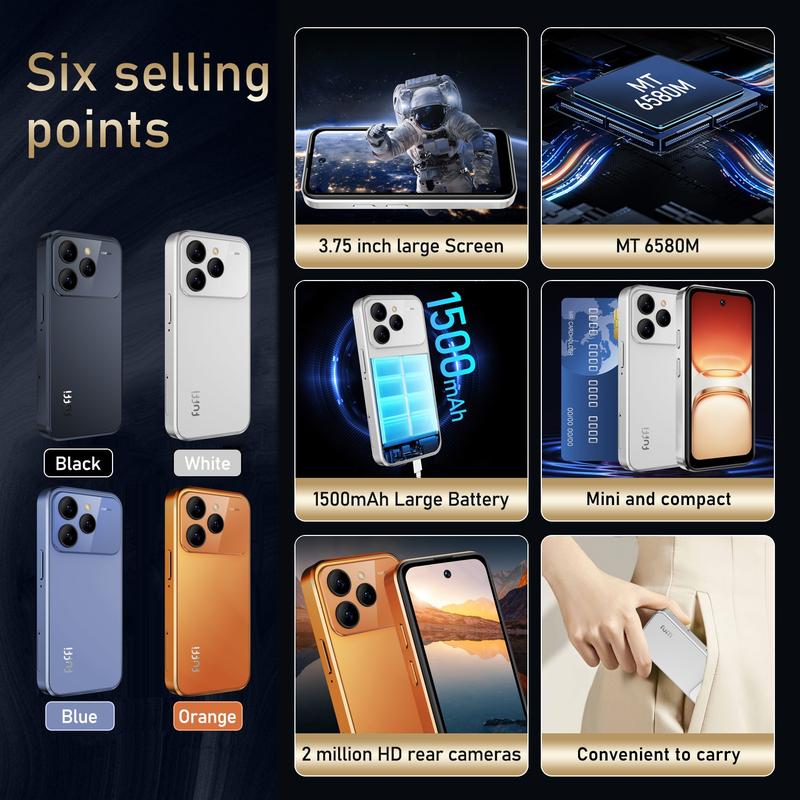 FUFFi-M17 Pro Mini Smartphone, 3.75 Inch Display, 2+16GB Storage, 3g Network, Dual Sim, Android 8.1, Fashionable Phone, New Model