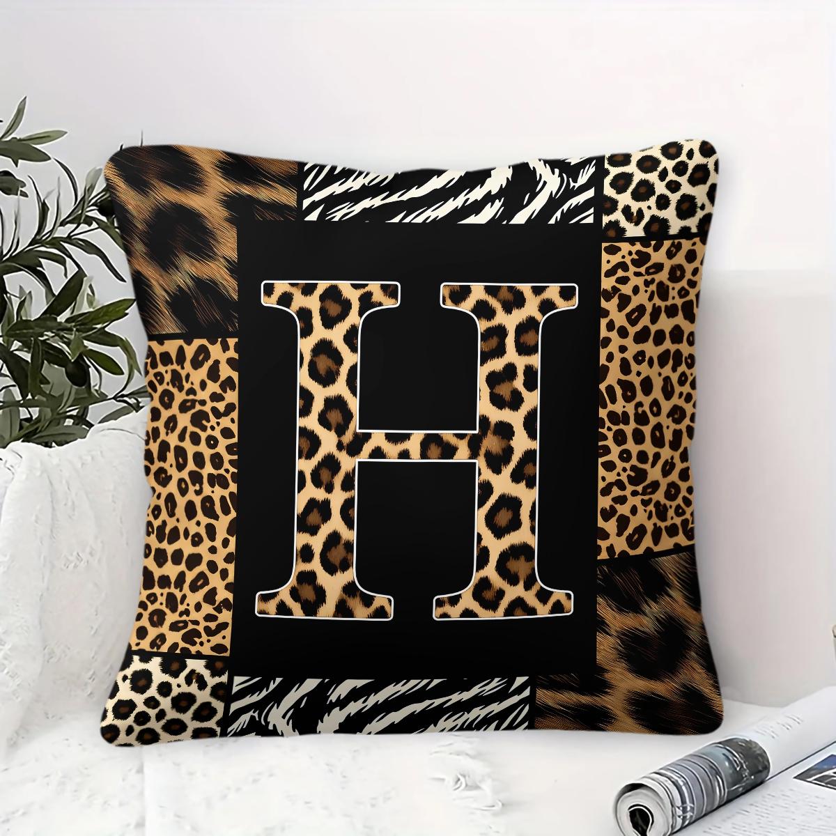 Boho Animal Print Letter Decorative Throw Pillow, Personalized Home Decor, All Season Use for Sofa Bay Window Cafe, With Pillow Insert, Ideal Housewarming Christmas Birthday Gift