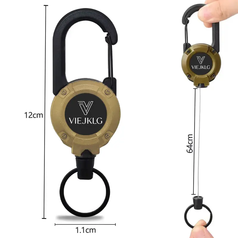 Product Introduction of 3 In 1 new multifunctional Retractable Pull Reel CarabinerKeychain, Strong Steel Wire Rope Buckle,Outdoor SportKeychain Tool 6