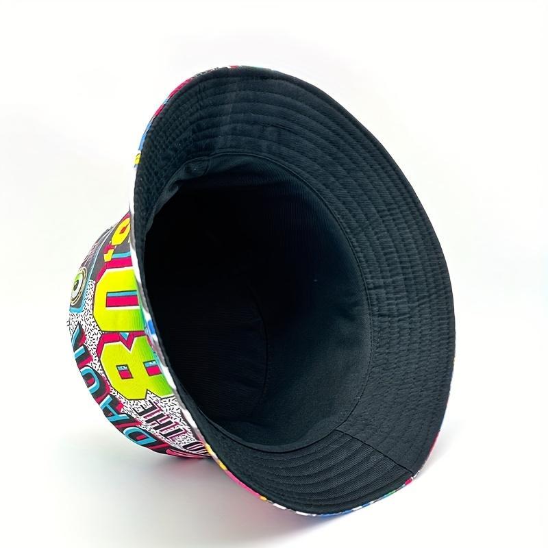 Vintage Unisex Floral Snapback Bucket Hat - 80s Design Polyester Beach Cap, Colorful Retro Multi Color Festival Inspired Printed Graphic Hat, Ideal for Beach Trips & Casual Outings, Snapback Hat, Colorful Retro Hats
