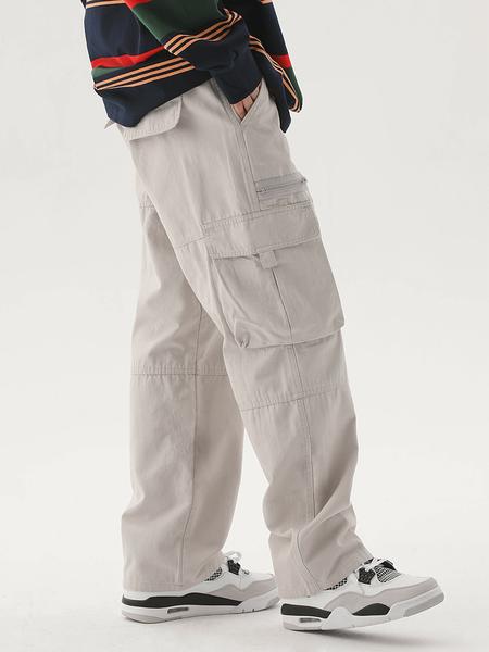Trendy Multi-Pocket Zipper Work Pants, American Vintage Straight Leg Cargo Pants, Street Style High-Street Casual Trousers