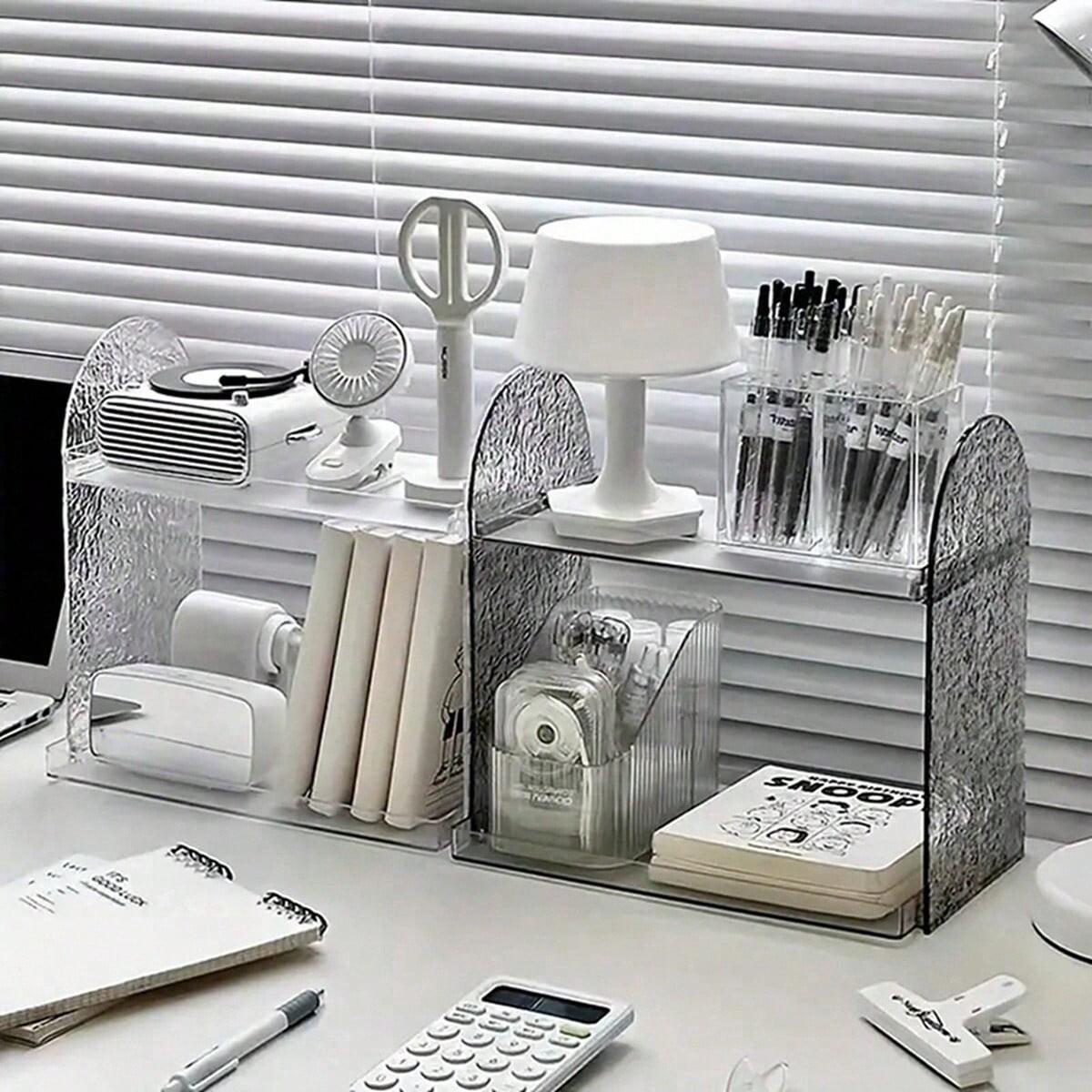 Acrylic Makeup Display Stand & Beauty Storage Box, Iceberg Pattern Cosmetic Organizer, Transparent Layered Desktop Holder, Bathroom Accessories