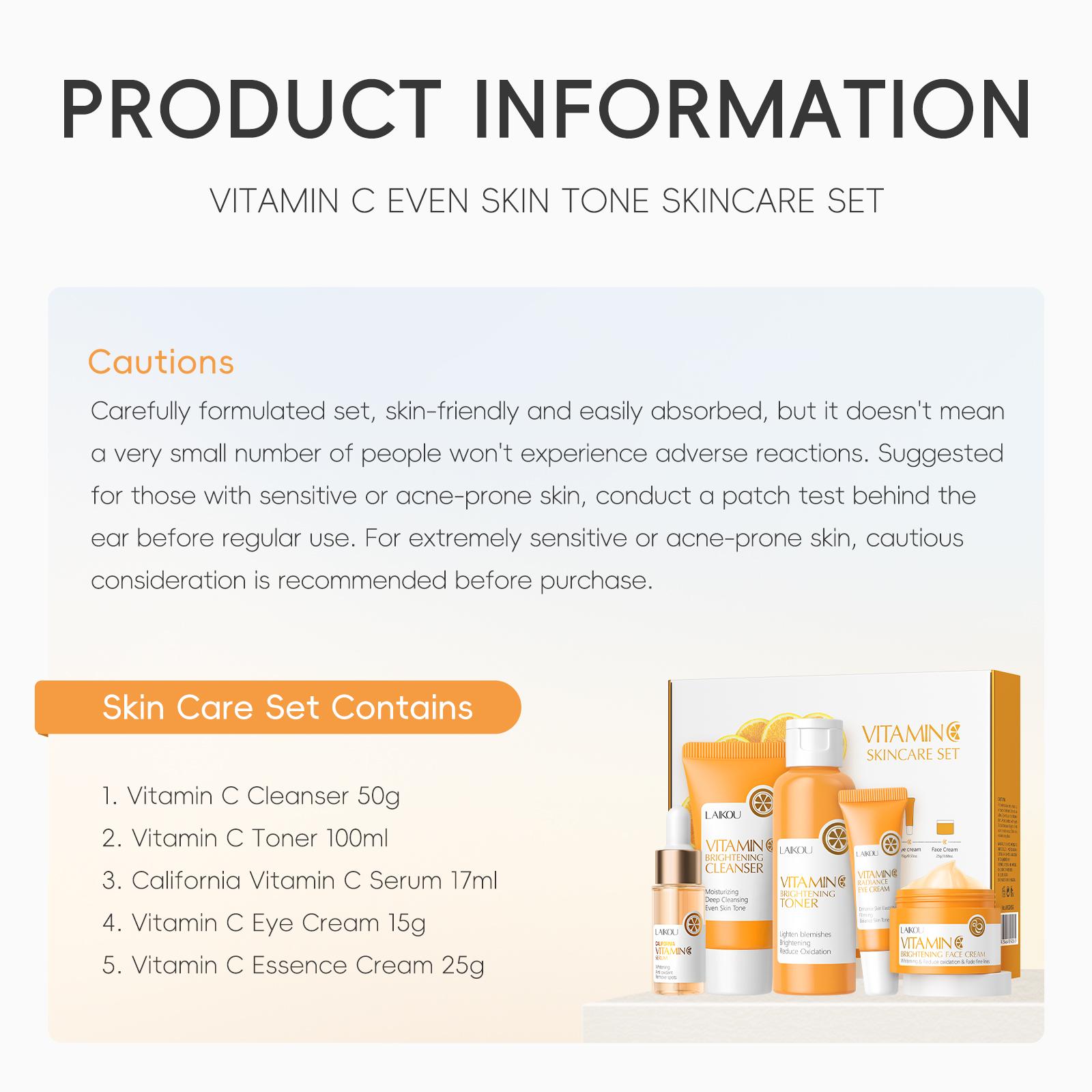 Vitamin C Comfort Skin Care Kit, Including Serum & Eye Cream & Face Cream, Hydrating Nourishing Skincare Kit For Women & Men, Summer Gift Moisturize, Hydrating Set