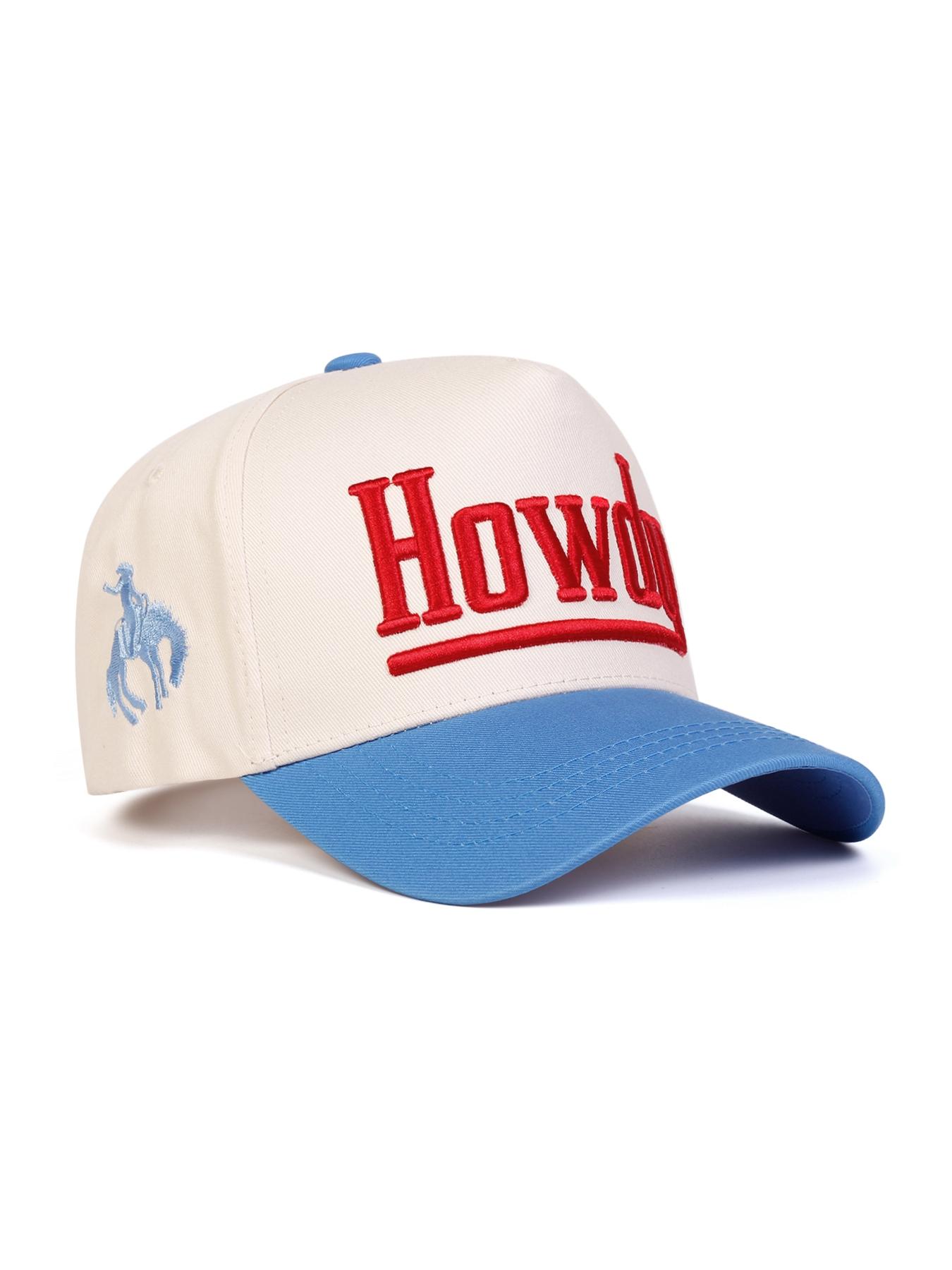 Unisex Howdy Embroidered Baseball Cap, Adjustable Outdoor Sun Protection Hat, Casual Striped Fitted Cap for Spring & Fall Travel