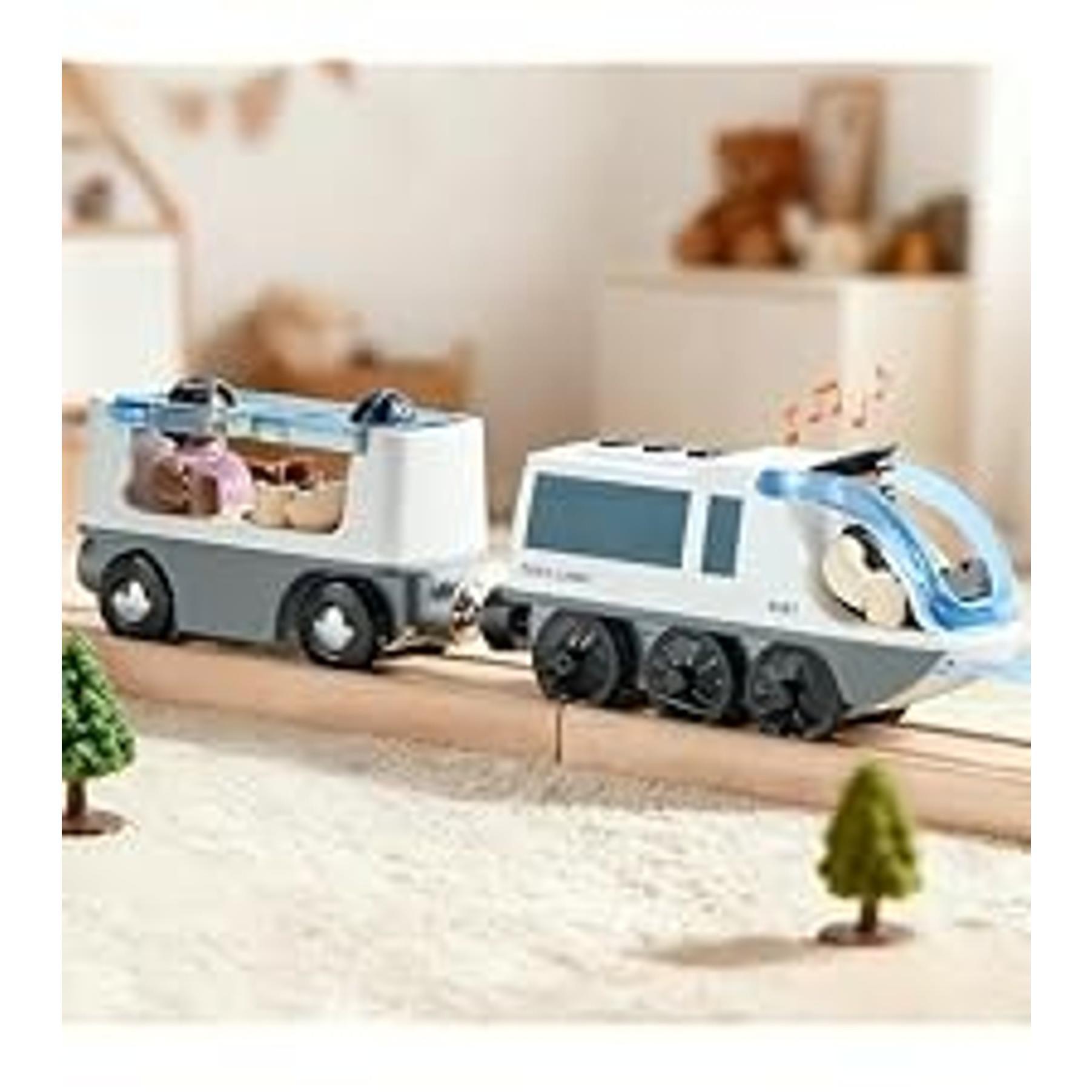110pcs Wooden Train Set with Folding Storage Box, Wooden Train Track Toy for Kids Ages 3-7, Includes Character Figures for Imaginative Play