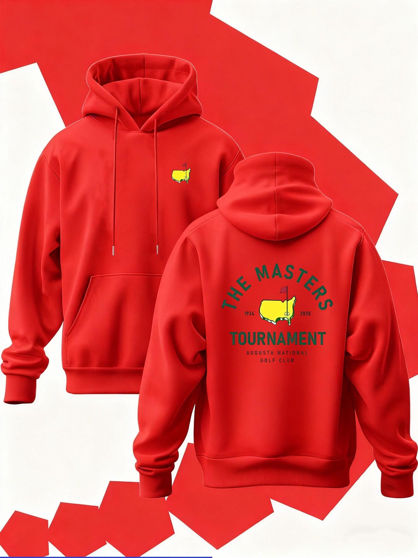 New Men's Hooded Sweatshirt with Map Outline Print, Soft Stretch Knit Fabric, Casual Daily Wear, All Season Hoodie, Fun Style Top