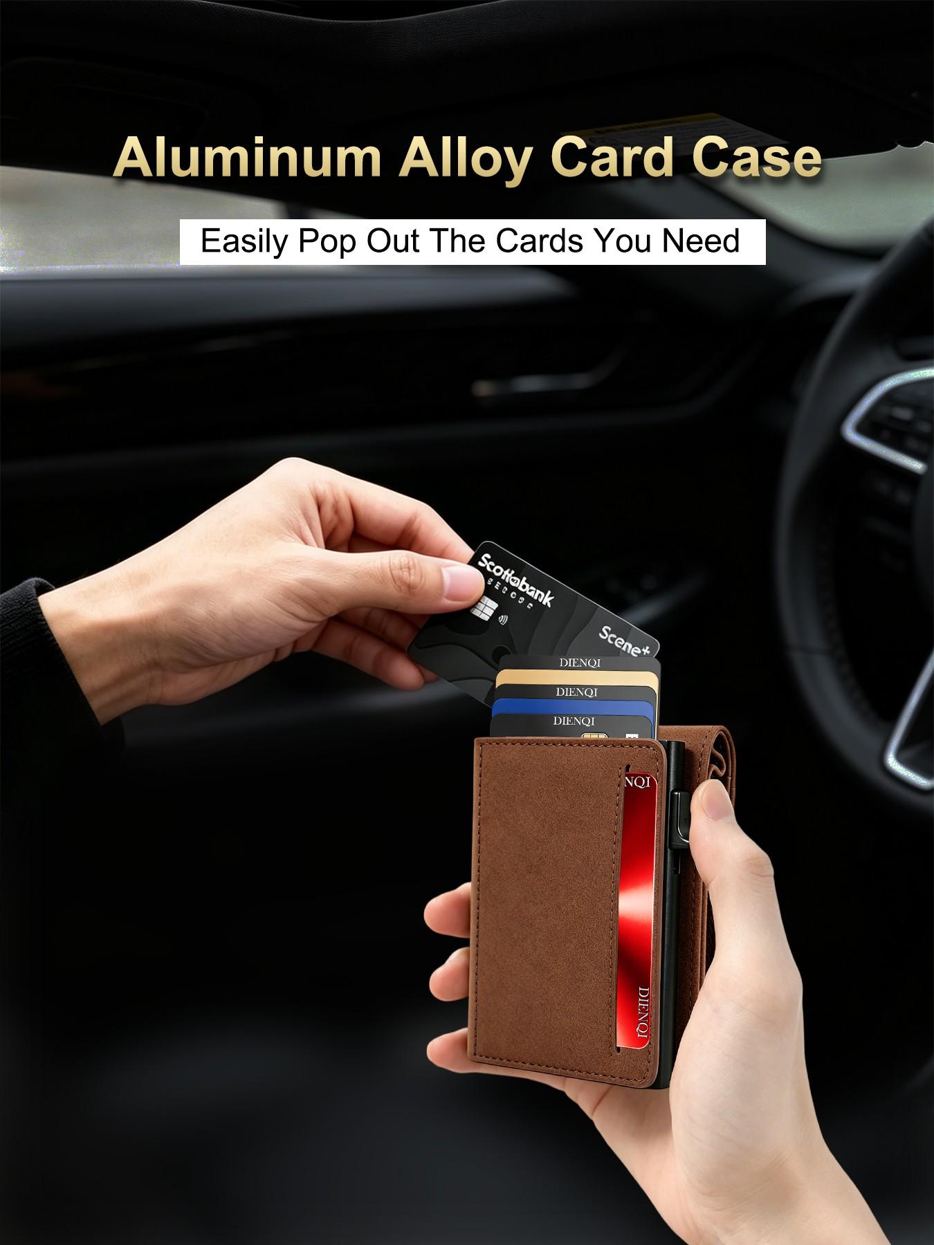 Men's Magnetic Wallet Coin Purses RFID Blocking Bank Credit Card Holder Purses Clutch Bag Slim Smart Wallets Man Mini Card Case RFID Protected Wallet