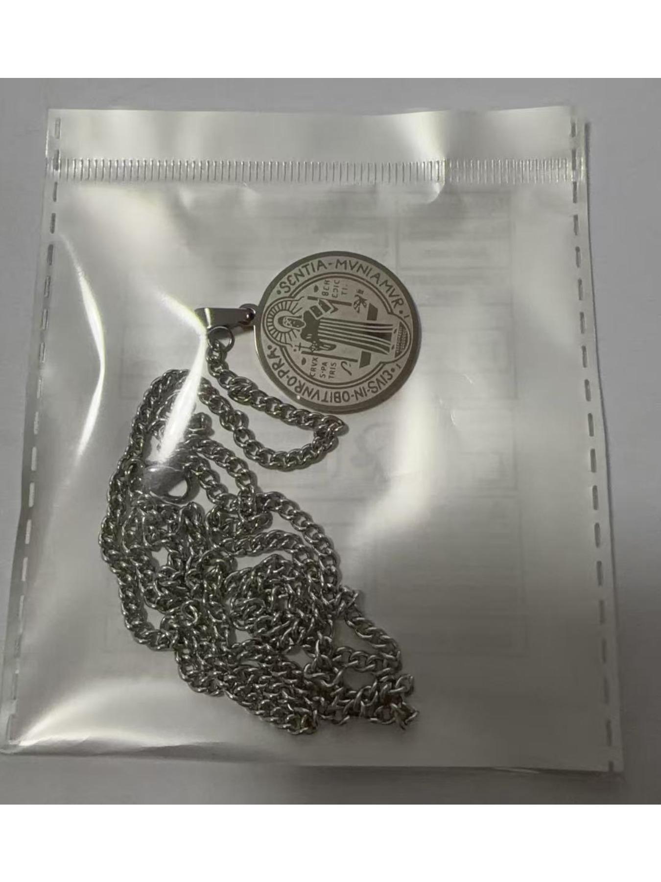 Vintage Engraved Coin Pendant Necklace, Titanium Steel Non-Tarnish Chain, Hip Hop Streetwear Jewelry