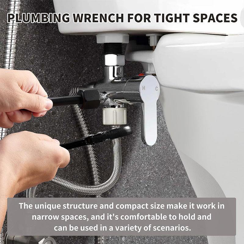 Versatile Angle Stop Wrench Kit for Professional Plumbers, Effortless Compression & Supply Nut Installations, Ideal for Tight Spaces, Ratcheting Wrench Set