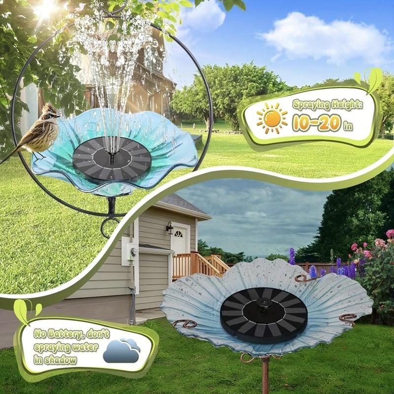 Solar Fountain Pump 18cm/7.1inch, 6 Nozzles, Ideal for Bird Bath, Pond, Garden, Pool, Fish Tank, Outdoor Aquarium