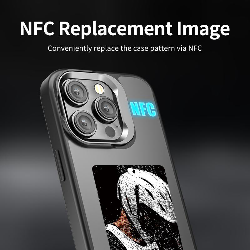 NFC Projection DIY Smart Display Customized Phone Case, 1 Count Ink Screen Projection Phone Case, Phone Accessories for iPhone 11 12 13 14 15 Pro Max Series