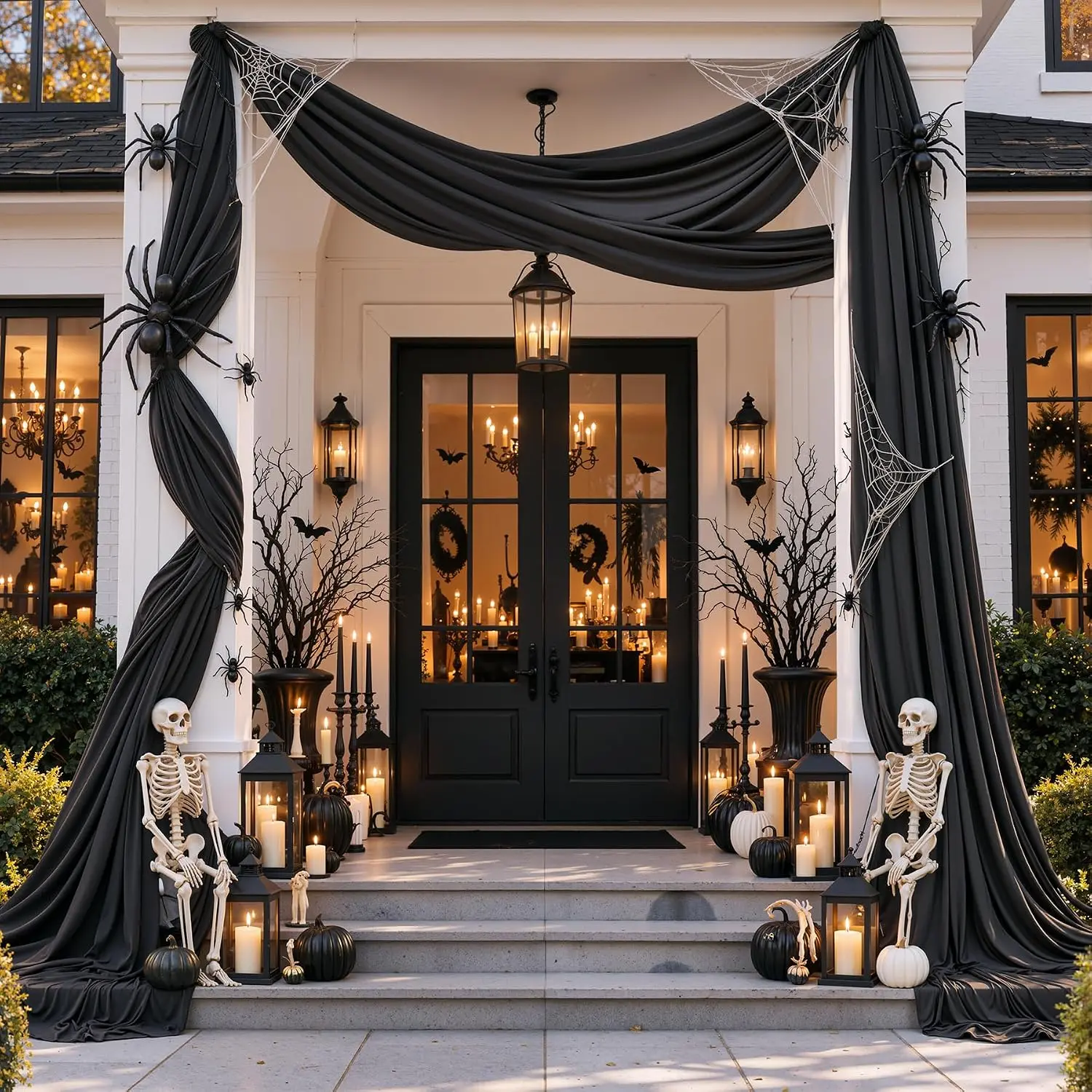 30ft*20ft Black Ceiling Drapes for Weddings Parties,6 Panels 5*20ft Long Ceiling for Tent,Wrinkle Free Silk Easy to Draping&Hang Black Drapes for Event Stage Halloween Bedroom