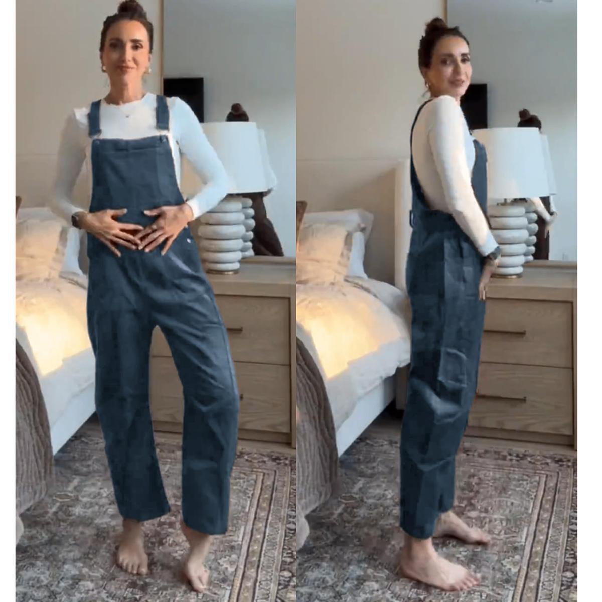 Buenoble Fall Corduroy Overalls for Women Barrel Wide Leg Bib Corduroy Pants Adjustable Romper Jumpsuit with Pockets