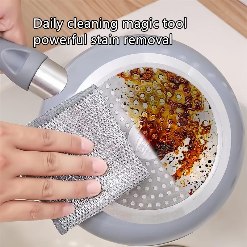 10 PCS New Upgrade double-Layer Non-Scratch Multipurpose Steel Wire Dishcloths - Reusable Quick-Dry Odor-Free Scrub Cloths for Dishes, Kitchen Cleaning Cloths for Cookware, Sinks, Dishes, Stove Tops
