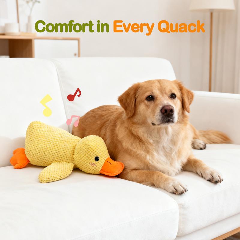 Dono Squeaky Dog Chew Toy，2025 New Interactive Duck Toy with Quack Sound for Dogs Teeth, Soft Stuffed.The perfect, durable companion for dogs of all breeds and sizes.(Yellow)