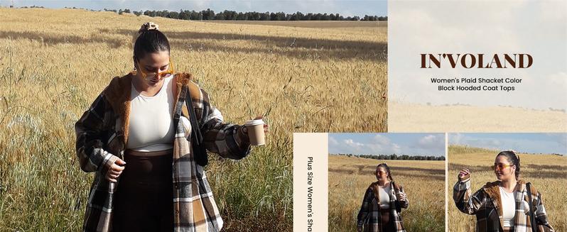 IN'VOLAND Plus Size Women Flannel Plaid Shacket Jacket Long Sleeve Button Down Fleece Hooded Jackets Fall Winter Coat Casual Autumn Women's Plaid Match With Occasions IN'VOLAND Plus Size Women Flannel Plaid Shacket Jacket Long Sleeve Button Down Fleece Hooded Jackets Fall Winter Coat Casual Autumn Women's Plaid Match With Occasions