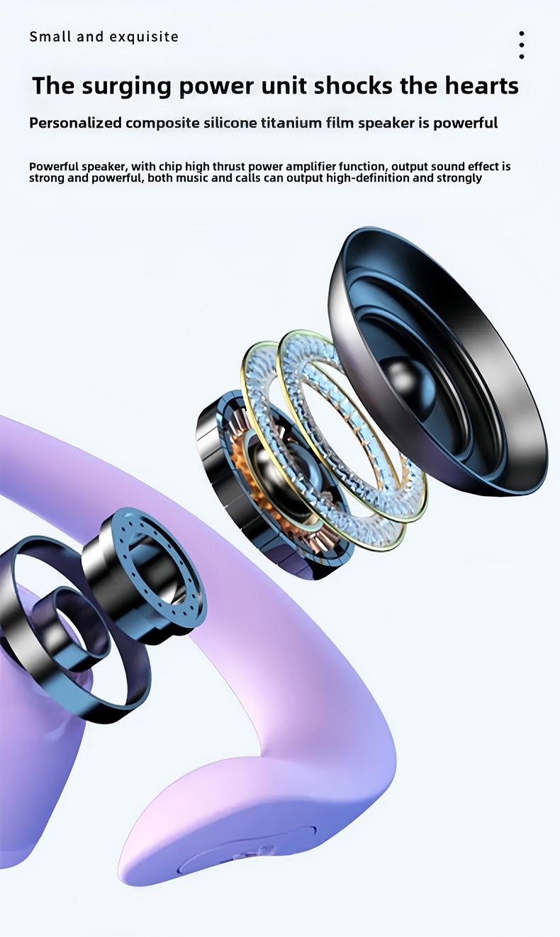 HYUNDAI X15 OWS Wireless Bluetooth Earphones,Spatial Surround Sound Headset Light-Weigh Ergonomic Design Open Ear Headphones, Long Battery Life, Compatible with Various System