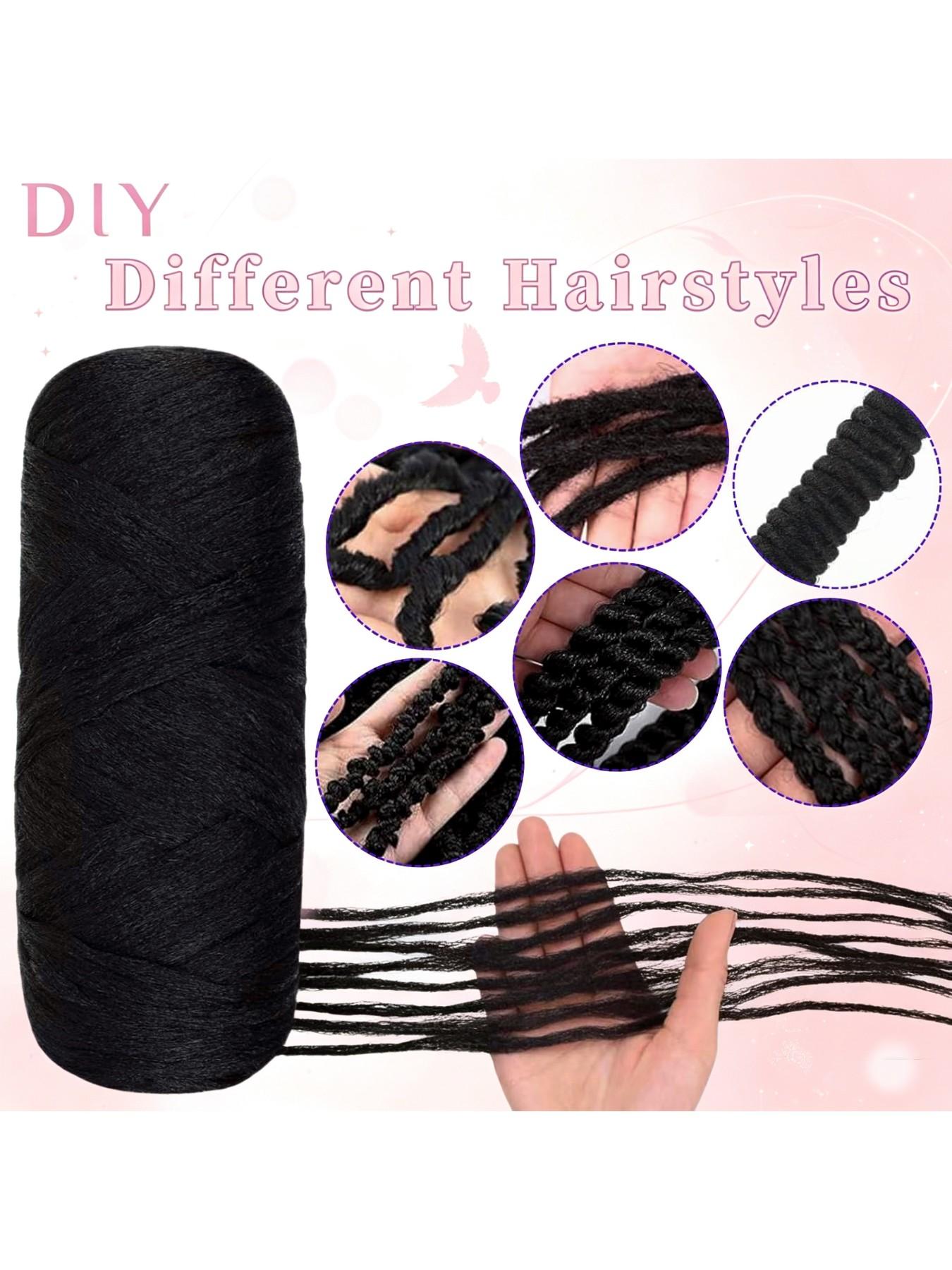 4Pcs/8Pcs Natural Black Brazilian Wool Hair for Braiding Hair Acrylic Yarn Crochet Box Braids Senegalese Twist Jumbo Braids Faux Locs Crochet Hair for Women Synthetic Braiding Hair Extensions  Wool Braiding Hair for Women Synthetic Extensions