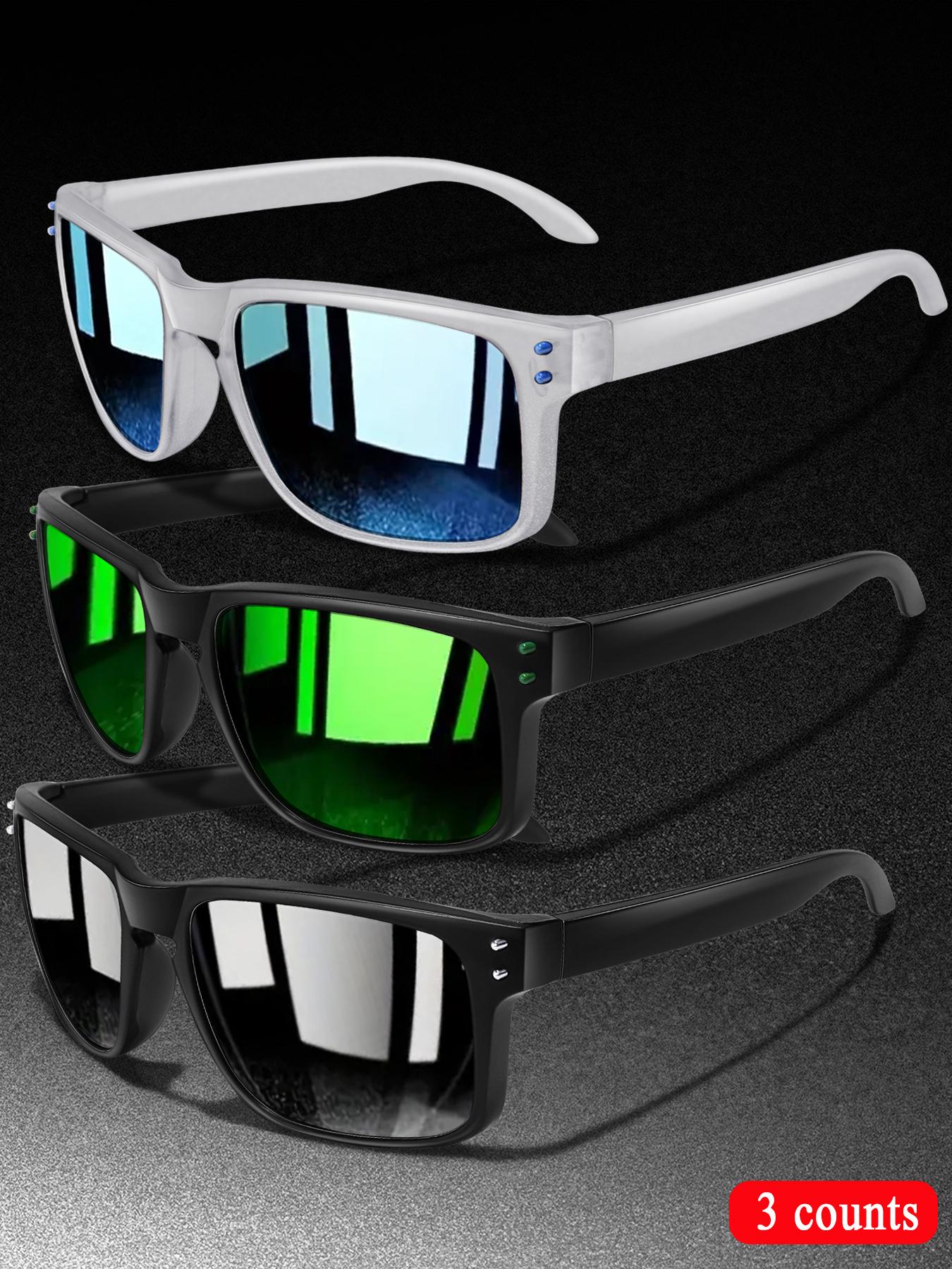 3-Piece Fashion Polarized Sports Outdoor Sunglasses Set, Unisex Cycling Hiking Eyewear, Classic Square Frame + Polarized Lenses, Daily Accessories, Sporty Eyewear, Summer Sports Sunglasses