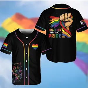 Rainbow Pride Baseball Jersey, LGBTQ Equality Support Team Shirt, Trendy Unisex Sports Fan Jersey