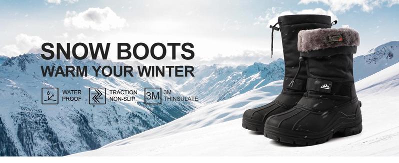 ALEADER Men's Winter Snowproof and Waterproof Snow Boots Warm and Comfortable Inner Layer Classic Non-slip Wear-resistant Outdoor Hiking Boots