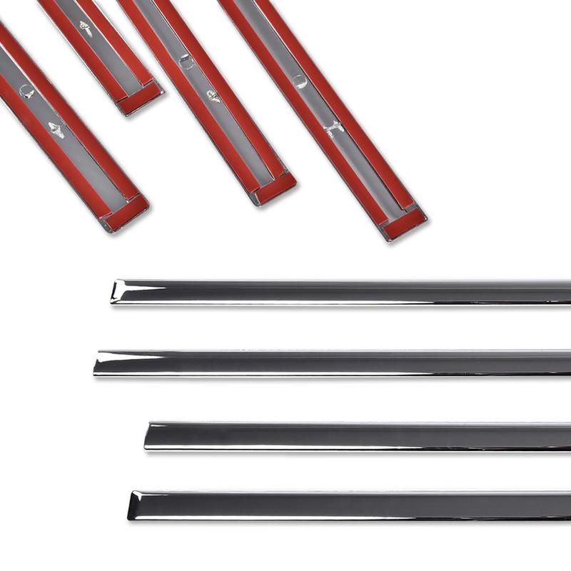 CROSSDESIGN Fit For 14-18 Silverado/Sierra Crew Cab Body Side Molding Trim 4PCS 1/18" Chrome