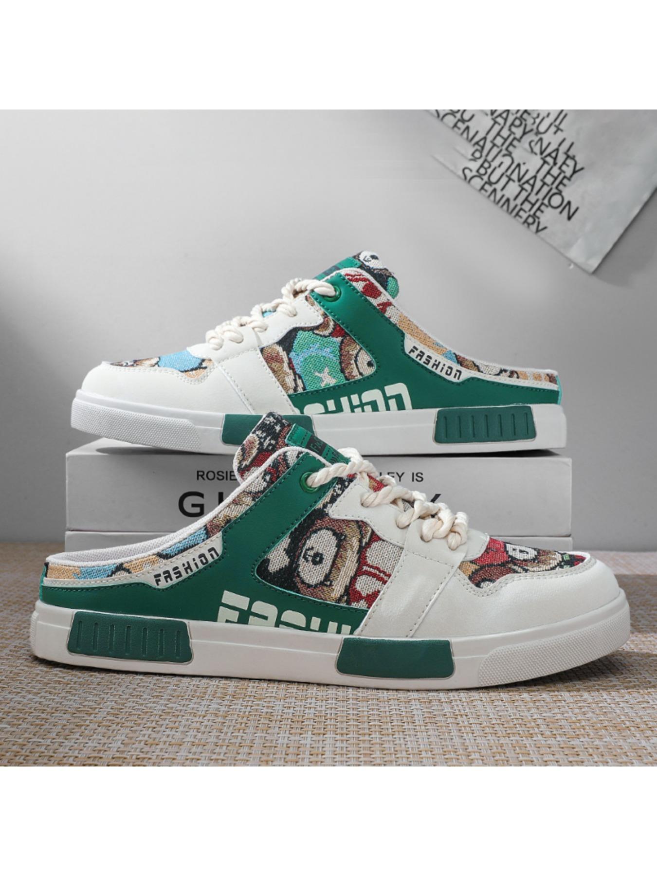 Summer Men's Half Slippers Fashion Large Size Non-Slip Breathable Casual Slippers, Stylish Comfortable Footwear for Daily Wear, Mesh Breathable Slides