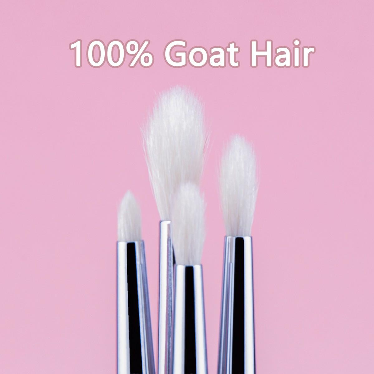 4pcs Tapered Crease Brush Set, Large Small Medium Eye Shadow Brushes, 100% Goat Hair & Copper Tube, Professional Makeup Tools