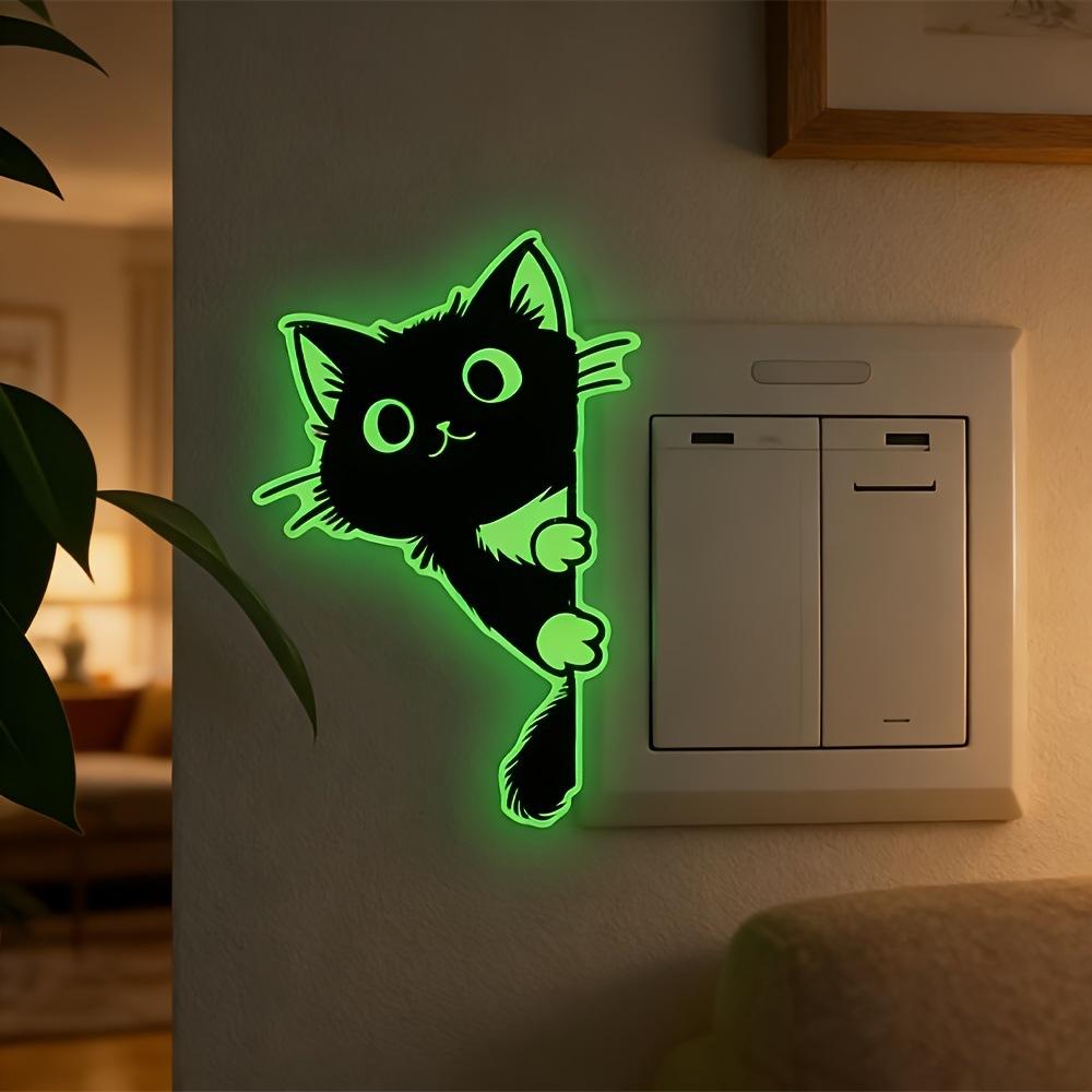 4/8PCS Green Glow In The Dark Peeking Black Cat Wall Stickers, Self-Adhesive Luminous Kitty Decals, Fun DIY Decor Mural For Entryway Bedroom Kitchen Living Room Shop Window Cute Animal Fluorescent Wall Ornaments sum,Silver,Snowman,Ging,b,charm,accessories