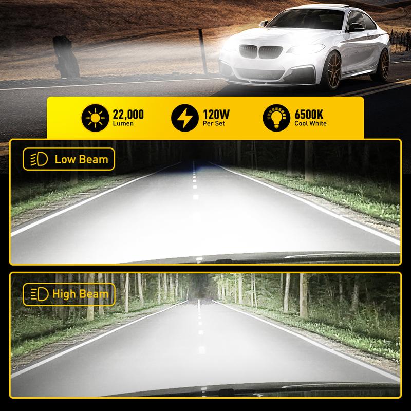 AUXITO H11 LED Bulbs H8 H9 LED Lights, 80W 16,000LM Per Pair, 500 Percent Brighter, 6500K Cool White, Angle Adjustable CanBus Ready Bulbs, Pack of 2 Y13
