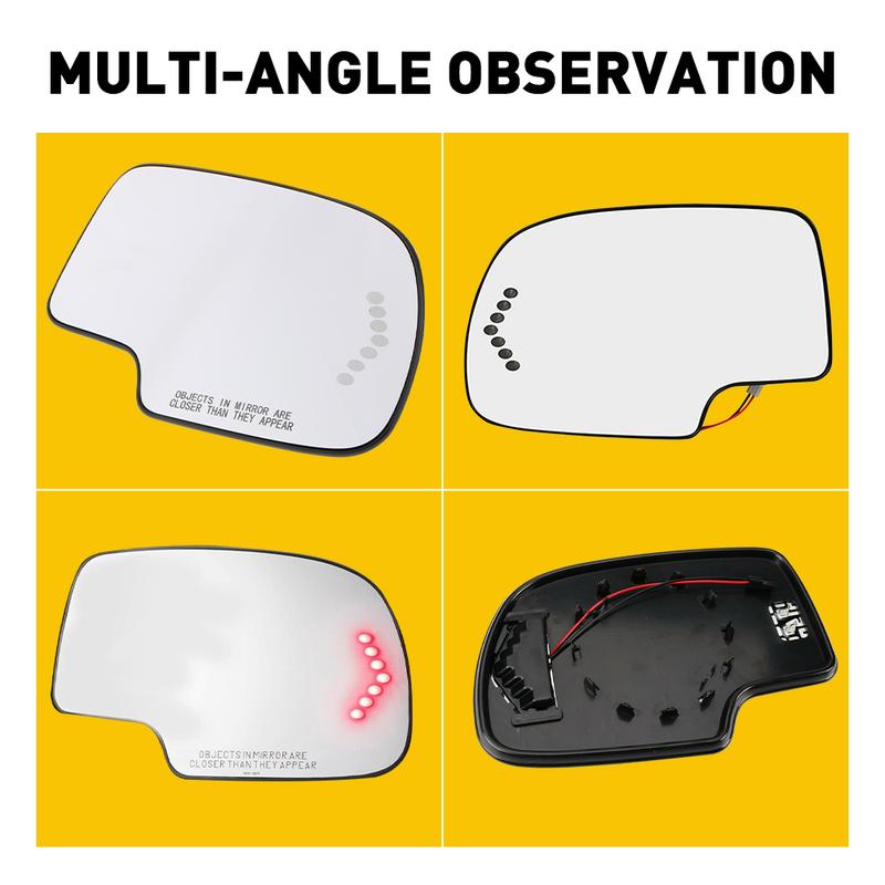 Mirror Glass Heated Turn Signal 7 LED Left LH for Cadillac Chevy GMC Pickup SUV