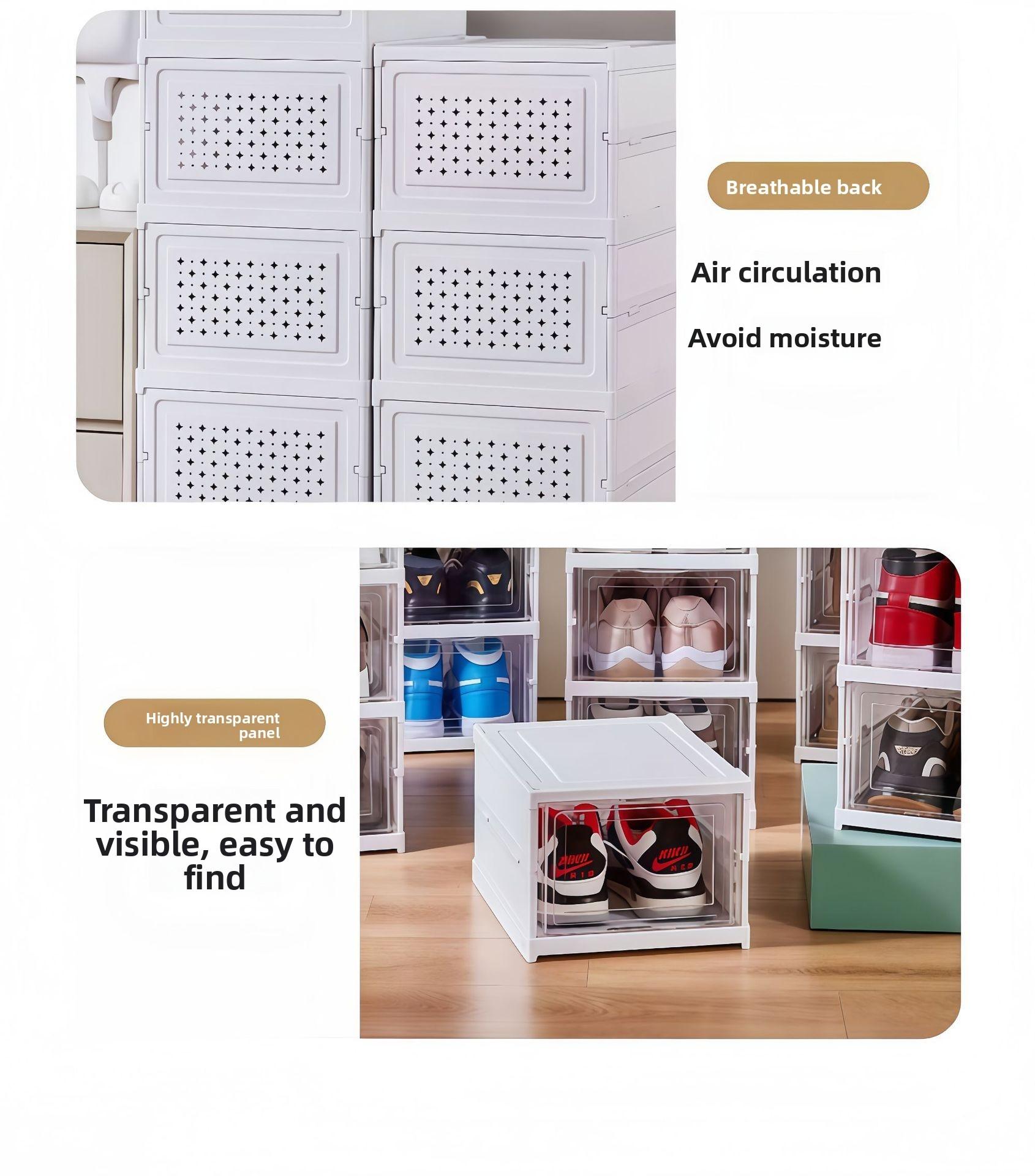 3/6 Installation-free folding shoe rack Transparent shoe storage box Shoe display cabinet Integrated moisture-proof, dustproof, durable and beautiful shoe cabinet Shoe rack