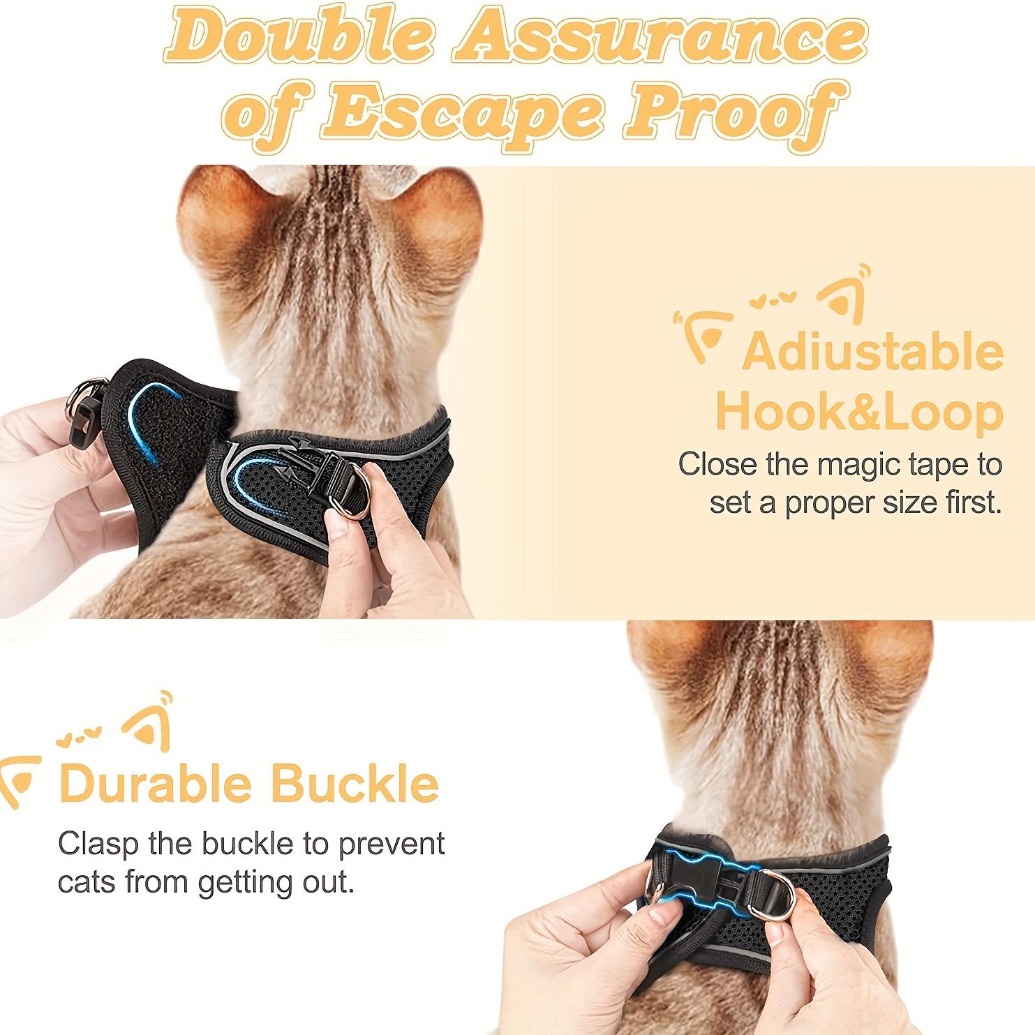 Escape Proof Cat Harness with Reflective Leash, Adjustable Pet Vest for Cats & Small Dogs, Comfortable Walking Harness for Outdoor Use