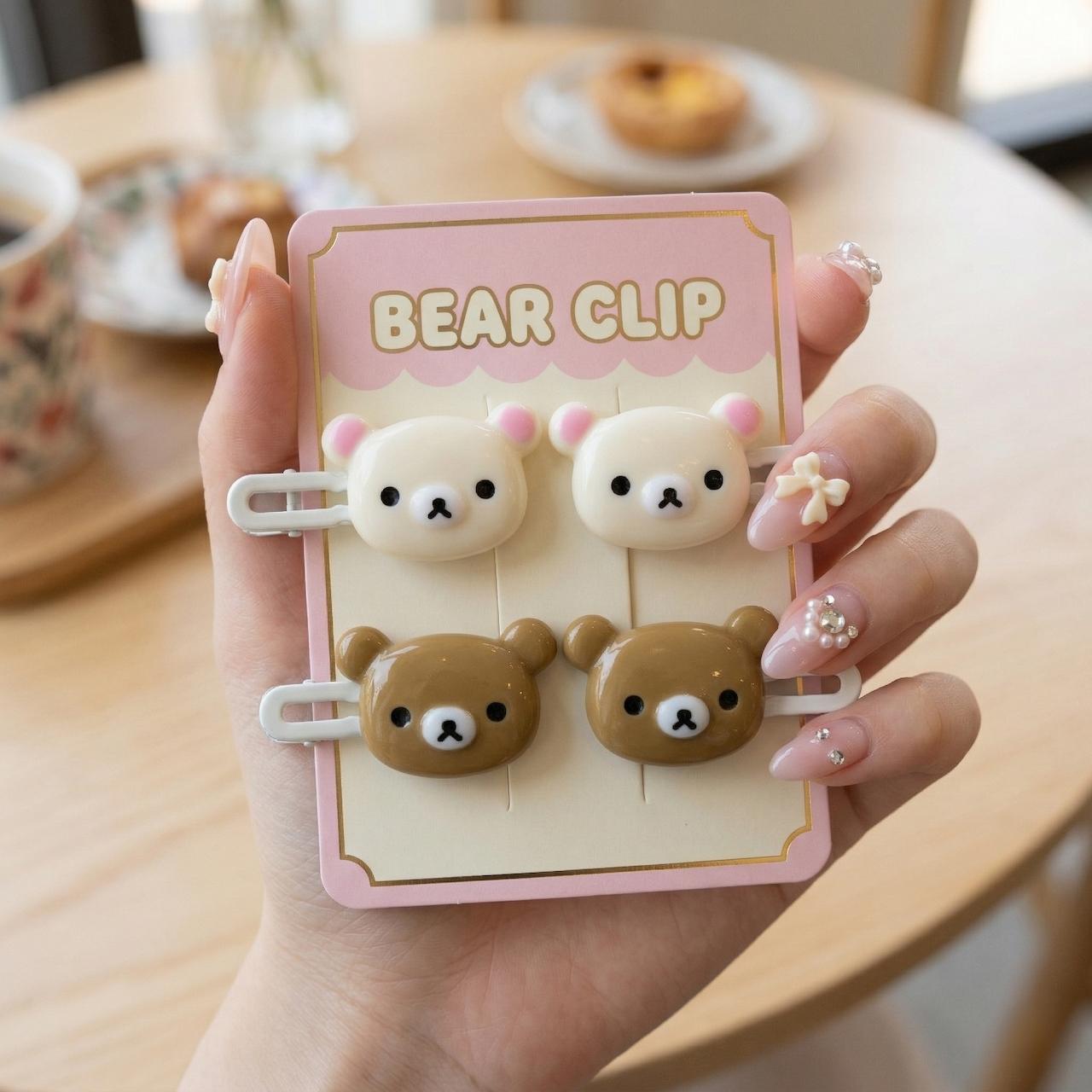 4pcs Cute Bear Hair Clips, Korean Style Girl Fashion, Metal Spring Clip, Daily Versatile Hair Accessories, Trendy and Stylish