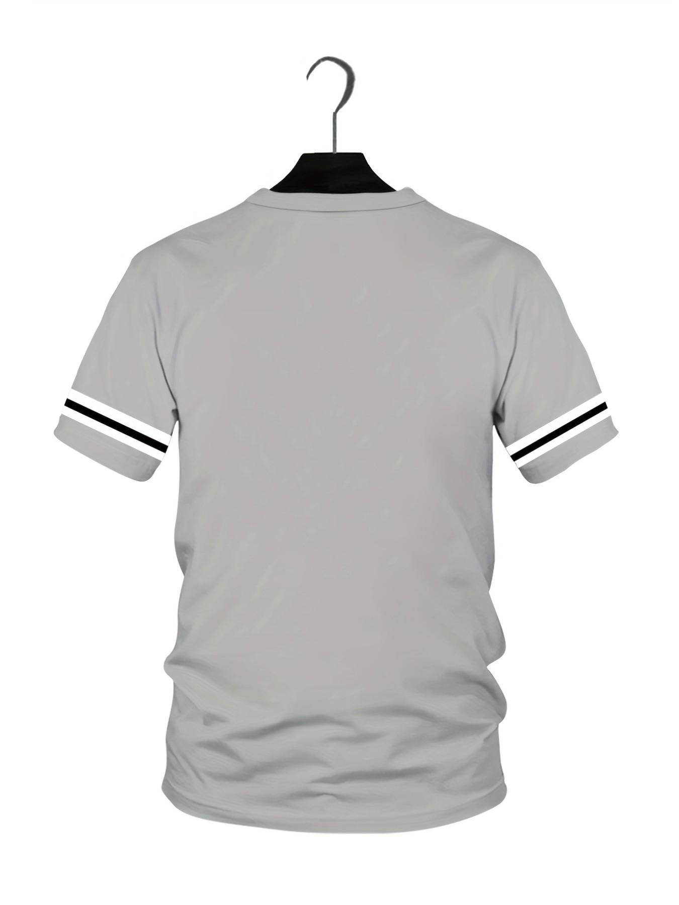 Men's Plus Size Striped Short Sleeve Tee and Shorts Matching Set, Loose Fit Round Neck, Casual Breathable Sports Wear, American Campus Style