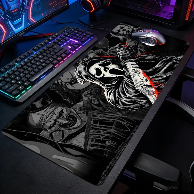 Ghostface Slasher‑Theme Large-Sized Gaming Mouse Pad, Horror Graphic Desktop Protection Pad, Anti-Slip Rubber Lock Edge High-Definition Printing, Suitable For Computers, Laptops, Offices, Homes, Schools, Great Gift For Family And Friends