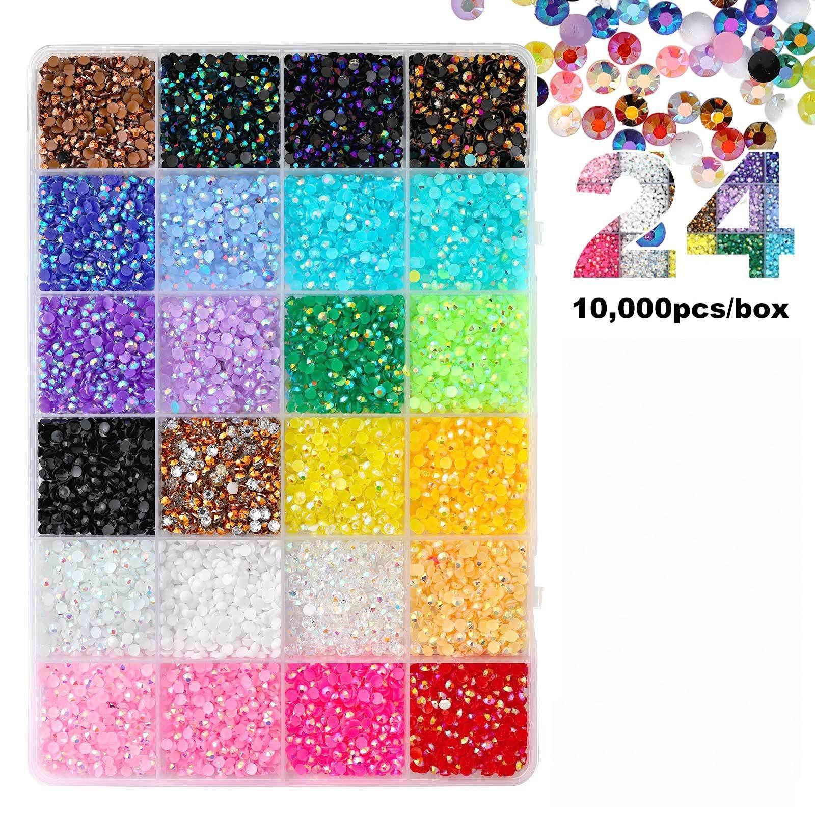 10000 Jelly Rhinestones, 24 Colors Ab Resin Drills, Nail Art Phone Case DIY Craft Accessories, Fashion Jewelry Shoe Bag Decorations