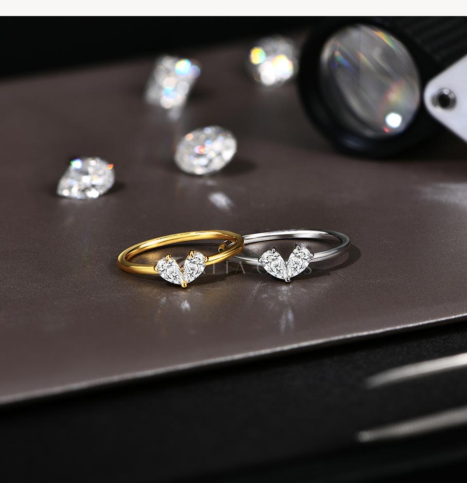 Pear Cut 5*3mm D Color VVS1 Synthetic Moissanite Ring for Women Wedding Band Engagement Gift Fine Jewelry R129