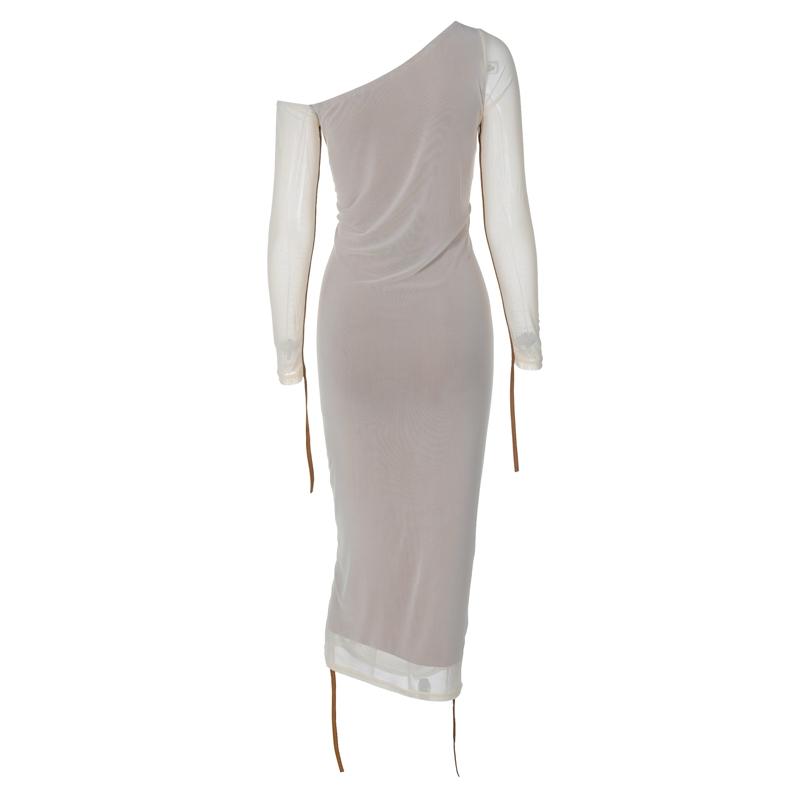 Women's Striped Ruched Asymmetrical Neck Bodycon Dress, Elegant Long Sleeve Dress for Parties, Clubs and Dates, Women's Clothing for Spring & Fall, Womenswear