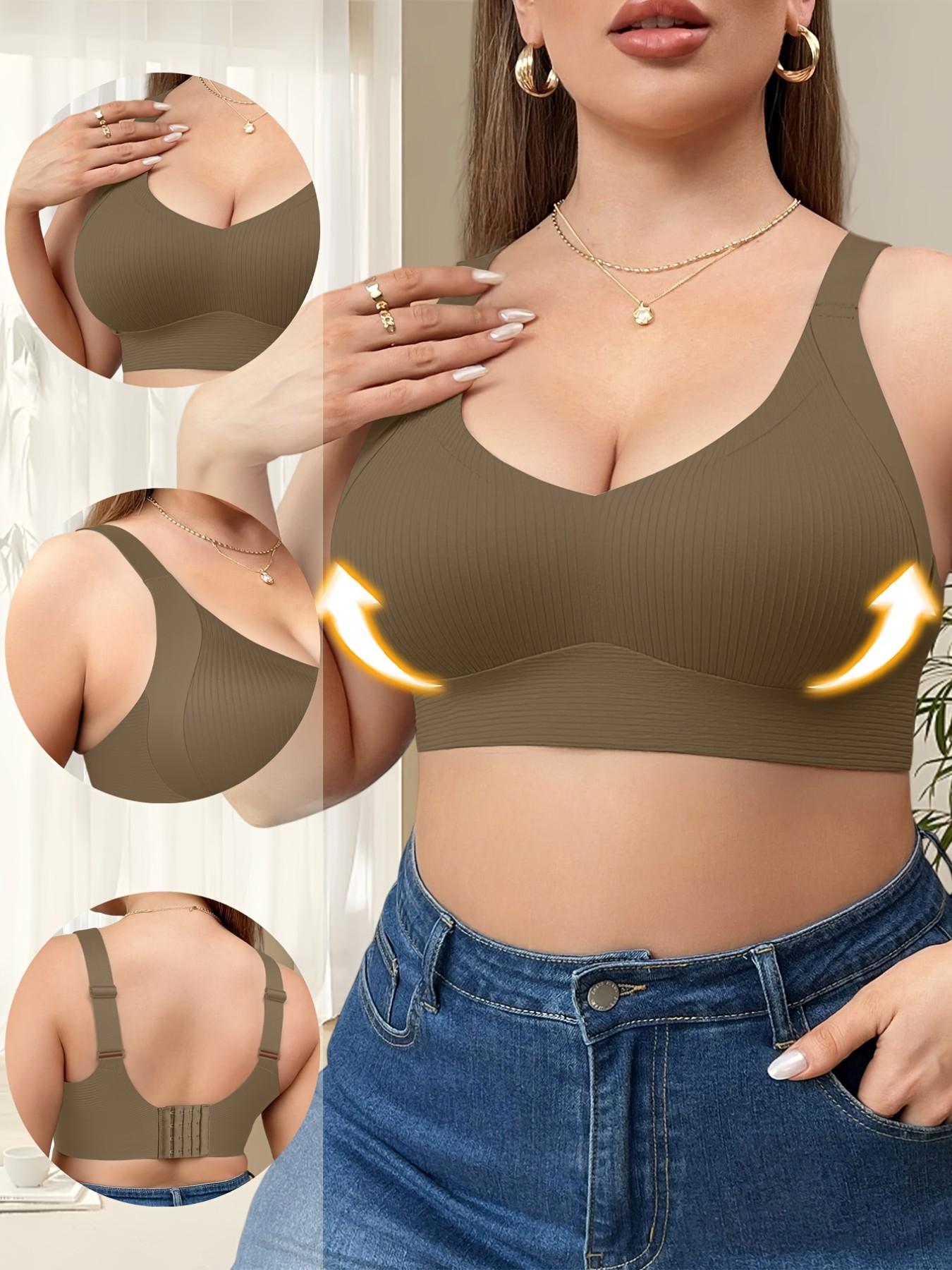 Women's 4-Pack Plus Size Seamless Backless Bras, No Underwire Wide Shoulder Straps, Sizes 1xl-4xl, Daily Wear, Maximum Comfort and Support