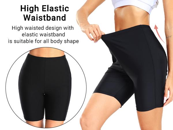 Holipick High Waisted Swim Shorts Biker Short Women Tummy Control Long Bathing Suit Bottoms Boy Shorts Swimsuit